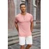 imageCOOFANDY Mens Soft Henley Short Sleeve T Shirts Casual Basic Shirt with Pocket 3 Button Tees Summer TopsPink