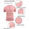 imageCOOFANDY Mens Soft Henley Short Sleeve T Shirts Casual Basic Shirt with Pocket 3 Button Tees Summer TopsPink