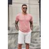 imageCOOFANDY Mens Soft Henley Short Sleeve T Shirts Casual Basic Shirt with Pocket 3 Button Tees Summer TopsPink