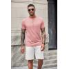 imageCOOFANDY Mens Soft Henley Short Sleeve T Shirts Casual Basic Shirt with Pocket 3 Button Tees Summer TopsPink