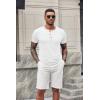 imageCOOFANDY Mens Soft Henley Short Sleeve T Shirts Casual Basic Shirt with Pocket 3 Button Tees Summer TopsWhite