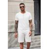 imageCOOFANDY Mens Soft Henley Short Sleeve T Shirts Casual Basic Shirt with Pocket 3 Button Tees Summer TopsWhite