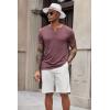 imageCOOFANDY Mens Soft Henley Short Sleeve T Shirts Casual Basic Shirt with Pocket 3 Button Tees Summer TopsWine Red