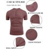 imageCOOFANDY Mens Soft Henley Short Sleeve T Shirts Casual Basic Shirt with Pocket 3 Button Tees Summer TopsWine Red