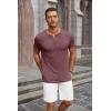 imageCOOFANDY Mens Soft Henley Short Sleeve T Shirts Casual Basic Shirt with Pocket 3 Button Tees Summer TopsWine Red