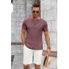 imageCOOFANDY Mens Soft Henley Short Sleeve T Shirts Casual Basic Shirt with Pocket 3 Button Tees Summer TopsWine Red