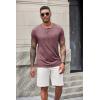 imageCOOFANDY Mens Soft Henley Short Sleeve T Shirts Casual Basic Shirt with Pocket 3 Button Tees Summer TopsWine Red