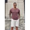 imageCOOFANDY Mens Soft Henley Short Sleeve T Shirts Casual Basic Shirt with Pocket 3 Button Tees Summer TopsWine Red