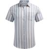 imageCOOFANDY Mens Summer Beach Hawaiian Tropical Shirt Casual Short Sleeve ShirtLinen  Light Blue Thick Stripes
