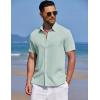 imageCOOFANDY Mens Summer Beach Vacation Shirt Casual Short Sleeve Button Down Shirt Mens Cruise Attire Ice Green