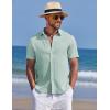 imageCOOFANDY Mens Summer Beach Vacation Shirt Casual Short Sleeve Button Down Shirt Mens Cruise Attire Ice Green