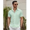 imageCOOFANDY Mens Summer Beach Vacation Shirt Casual Short Sleeve Button Down Shirt Mens Cruise Attire Ice Green