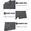 imageCOOFANDY Mens Textured Polo Shirts Short Sleeve Slim Fit Casual Button Polo TShirt Summer Collared Golf ShirtCharcoal Grey
