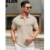 imageCOOFANDY Mens Textured Polo Shirts Short Sleeve Slim Fit Casual Button Polo TShirt Summer Collared Golf ShirtLight Khaki