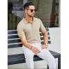 imageCOOFANDY Mens Textured Polo Shirts Short Sleeve Slim Fit Casual Button Polo TShirt Summer Collared Golf ShirtLight Khaki