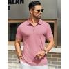 imageCOOFANDY Mens Textured Polo Shirts Short Sleeve Slim Fit Casual Button Polo TShirt Summer Collared Golf ShirtPink