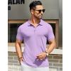 imageCOOFANDY Mens Textured Polo Shirts Short Sleeve Slim Fit Casual Button Polo TShirt Summer Collared Golf ShirtPurple