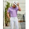 imageCOOFANDY Mens Textured Polo Shirts Short Sleeve Slim Fit Casual Button Polo TShirt Summer Collared Golf ShirtPurple