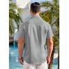 imageCOOFANDY Mens Wrinkle Free Short Sleeve Dress Shirts Button Up Fitted Casual Summer Shirts Light Grey