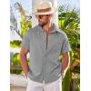 imageCOOFANDY Mens Wrinkle Free Short Sleeve Dress Shirts Button Up Fitted Casual Summer Shirts Light Grey