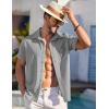 imageCOOFANDY Mens Wrinkle Free Short Sleeve Dress Shirts Button Up Fitted Casual Summer Shirts Light Grey