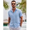 imageCOOFANDY Shirts for Men Short Sleeve Button Down Shirt Casual Summer Beach ShirtsClean Blue