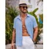 imageCOOFANDY Shirts for Men Short Sleeve Button Down Shirt Casual Summer Beach ShirtsClean Blue