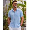 imageCOOFANDY Shirts for Men Short Sleeve Button Down Shirt Casual Summer Beach ShirtsClean Blue