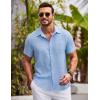 imageCOOFANDY Shirts for Men Short Sleeve Button Down Shirt Casual Summer Beach ShirtsClean Blue