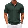 imageCOOFANDY Knit Polo Shirts for Men Short Sleeve Textured Polo Shirt Slim Fit Summer Collared T Shirt with PocketGreen