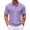 imageCOOFANDY Knit Polo Shirts for Men Short Sleeve Textured Polo Shirt Slim Fit Summer Collared T Shirt with PocketPurple