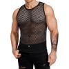 imageCOOFANDY Men Casual Tank Tops Mesh Shirt See Through Sleeveless Shirts Muscle Fishnet Fitted Tee Clubwear SummerBlack