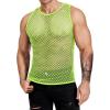 imageCOOFANDY Men Casual Tank Tops Mesh Shirt See Through Sleeveless Shirts Muscle Fishnet Fitted Tee Clubwear SummerLime Green