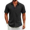 imageCOOFANDY Men Short Sleeve Button Down Hawaiian Shirts forMen Casual Summer Shirt Black