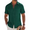 imageCOOFANDY Mens Button Down Short Sleeve Shirt Casual Beach Shirt Summer Vacation Textured ShirtsGreen