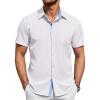 imageCOOFANDY Mens Button Up Shirts Short Sleeve Shirts for Men Casual Stylish Summer Shirts with Pocket WhiteLight Blue Large
