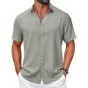 imageCOOFANDY Mens Casual Button Down Shirt Short Sleeve Summer Shirt for Beach Vacation Resort WearSage Green