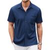 imageCOOFANDY Mens Casual Button Down Shirts Short Sleeve Regular Fit Untucked Dress Shirts Knit Textured