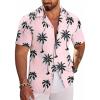 imageCOOFANDY Mens Casual Shirts Short Sleeve Button Down Shirts Fashion Textured Summer Beach ShirtPinkleaf