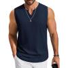 imageCOOFANDY Mens Casual Tank Top V Neck Knit Jacquard Sleeveless T Shirts Lightweight Summer Beach Textured TankNavy Blue