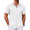 imageCOOFANDY Mens Cuban Guayabera Shirt Short Sleeve Button Down Shirts Casual Summer Beach Shirts