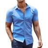 imageCOOFANDY Mens Dress Shirt Short Sleeve Button Down Shirts with PocketBlue