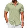 imageCOOFANDY Mens Dress Shirts Button Down Short Sleeve Shirt Summer Shirts Casual Wrinkle Free Muscle Fit ShirtsLight Green