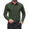 imageCOOFANDY Mens Dress Shirts Long Sleeve Stain Shield Button Down Shirt Regular Fit Formal Business Wedding ShirtsArmy Green