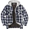 imageCOOFANDY Mens Flannel Shirt Jacket Warm Quilted Lined Hooded Long Sleeve Plaid Shirt JacketsBlack  White Blue Plaid