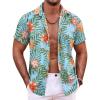 imageCOOFANDY Mens Hawaiian Shirt Short Sleeve Button Down Shirts Tropical Summer Beach Shirts Casual Floral Aloha ShirtsBlue Red Khaki Floral