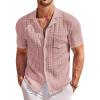 imageCOOFANDY Mens Knit Button Down Shirt Short Sleeve Vintage Polo Shirts Summer Casual Beach TopsDusty Pink