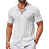 imageCOOFANDY Mens Knit Button Down Shirts Short Sleeve Polo Shirt Casual Vacation Summer Beach ShirtsWhite