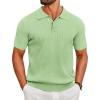imageCOOFANDY Mens Knit Polo Shirts Short Sleeve Ribbed Knitted Shirt Summer Lightweight Casual Golf ShirtsIce Green