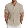 imageCOOFANDY Mens Linen Shirt Beach Summer Short Sleeve Button Down Casual Shirts